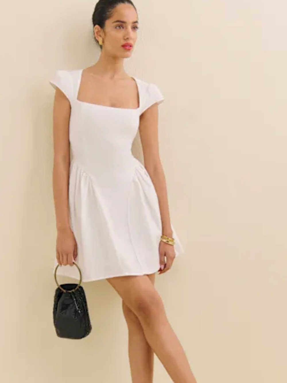 Reformation White Linen Midi Dress